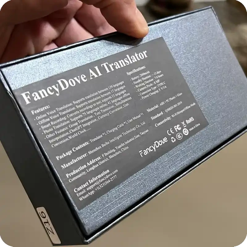 مشخصات دستگاه مترجم هوش مصنوعی 150 زبان مدل AI Translator Z16